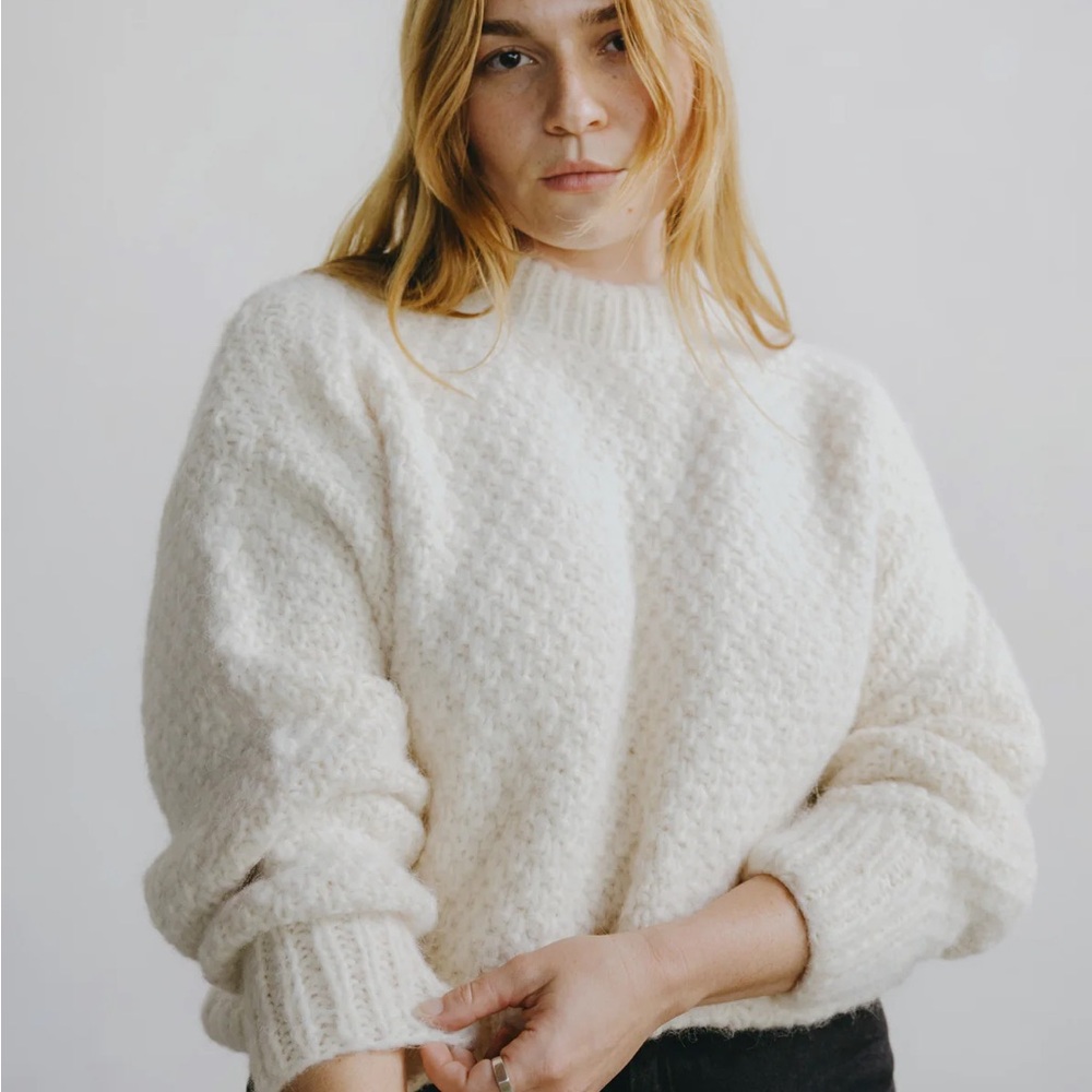 New Ozma Gia Hand Knit Sweater Alpaca Blend in Cream